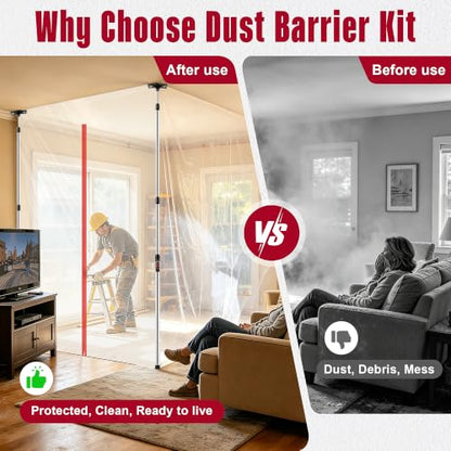 Dust Barrier Poles System with Zipper Door for Construction