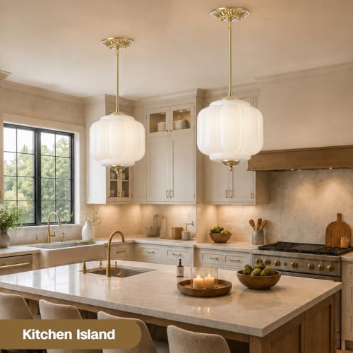 Vintage Milk Glass Ceiling Light (Gold/Milk White)