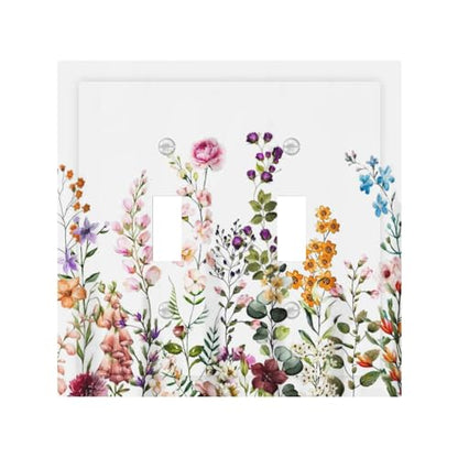 Wildflower Floral Plant Decorative Light Switch Cover Colorful Flower Switch Plate Covers Single Blank Wall Plates Electrical Faceplate for Kitchen Bathroom Bedroom 5" x 3"