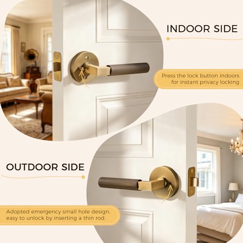 Knurled Brass Privacy Door Lever