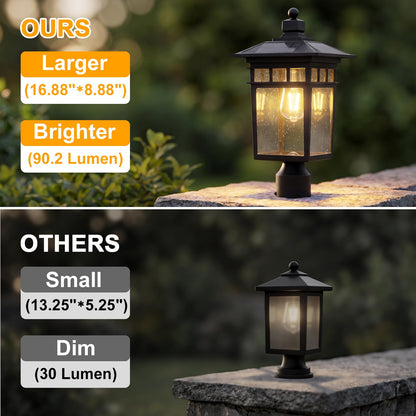 Solar Post Lights Outdoor (Black / 17-Inch-1 Pack-Solar Powered)