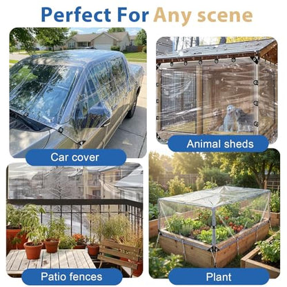 Clear Tarp 8 x 20 ft Clear Tarps Heavy Duty Water Resistant (8 x 20 FT)