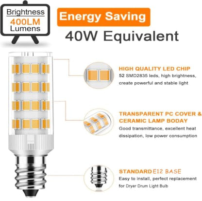 Salt Lamp Bulbs E12 T20 C7 5W 110V 2700K Warm White Light 400lm for Himalayan Salt Lamps & C7 Replacement Bulbs