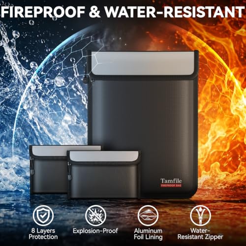 Fireproof Document Bag with 2 Pcs Travel Case