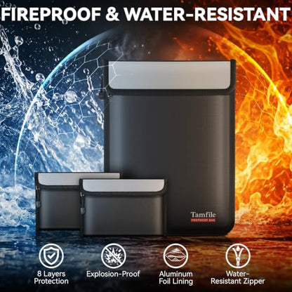Fireproof Document Bag with 2 Pcs Travel Case