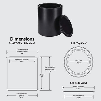 Plastic Paint Can Bucket 1QT Pack of 4 w (1QT-4units)