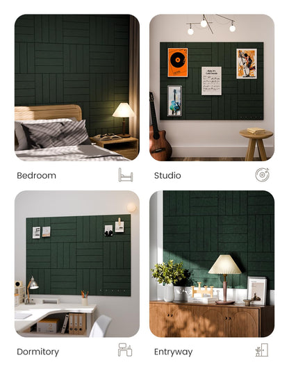 Felt Bulletin Board & Cork Board Alternative 48'' x 36'' (Christmas Green-1 / Bold-stripe 12-pack)