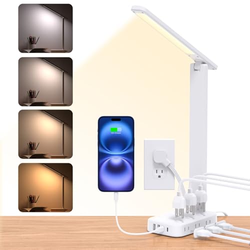 Desk Lamp with 6 AC Outlets & 4 USB Ports