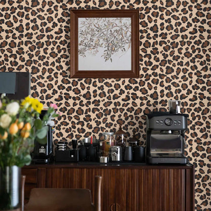 Cheetah Print Decor Peel and Stick Wallpaper (Black/Brown / 17.3" x 393.7")