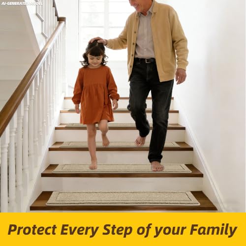 Stair Treads for Wooden Steps Indoor (30" X 8" / Beige)