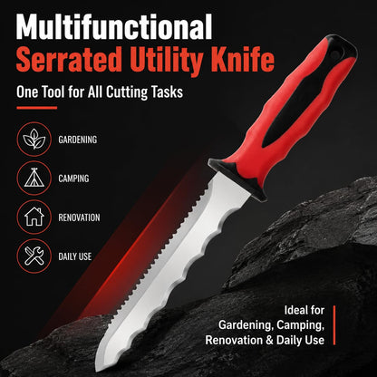 Double Side Serrated Insulation Knife (Red / 8 IN)