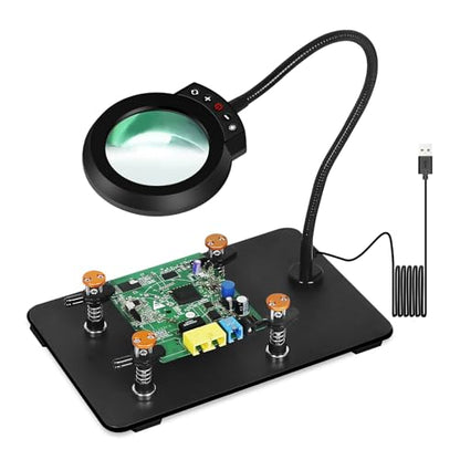 Magnetic Helping Hands Soldering Station Clamp Metal with 5X Magnifier Lamp
