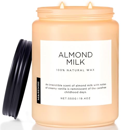 Almond Milk Scented Candle Cozy Night Relaxation Non Toxic 19.4Oz (Large Jar / Almond Milk)
