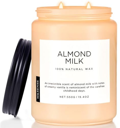 Almond Milk Scented Candle Cozy Night Relaxation Non Toxic 19.4Oz (Large Jar / Almond Milk)