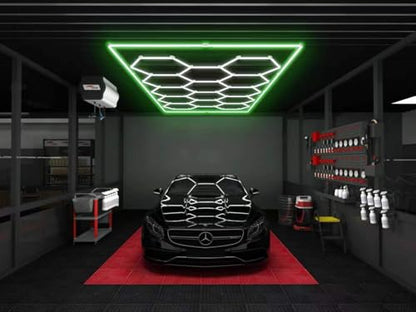 Hexagon Garage Lights 14 Hex 6500K Super Bright Honeycomb LED Lights with Rectangle Frame