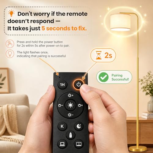 Floor Lamp with Remote Control Dimmable for Living Room and Bedroom