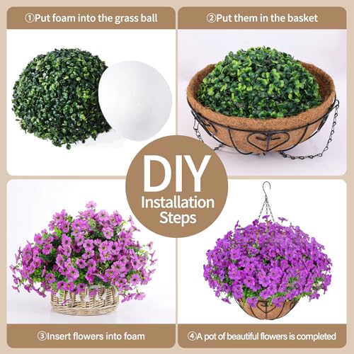 Artificial Hanging Flower for Outdoors (Purple / Hanging Artificial Flower(1 Pcs))