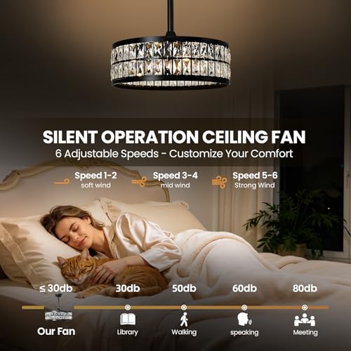 Caged Ceiling Fan with Lights and Remote 20 Inch Gold Crystal Fandelier Ceiling Fan Modern Farmhouse Chandelier Fan Light