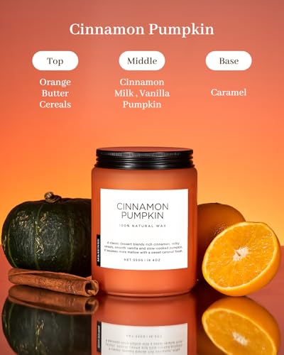 Cinnamon Pumpkin Scented Candle Fall Baking Spice Aroma for Halloween Decor (Large Jar / Cinnamon Pumpkin)