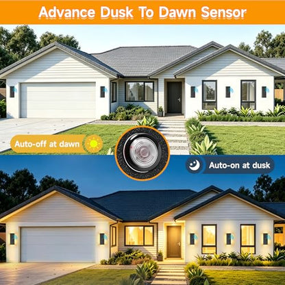 Dusk to Dawn Outdoor Modern Wall Light Black Wall Sconce