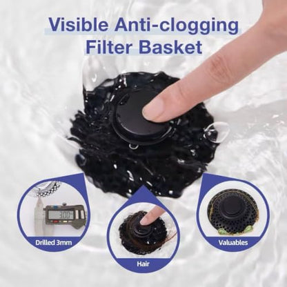 Pop Up Bathroom Sink Drain Stainless Steel Push Drain Stopper Hair Strainer