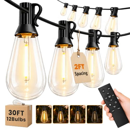 Outdoor LED String Lights with 2FT Bulb Spacing