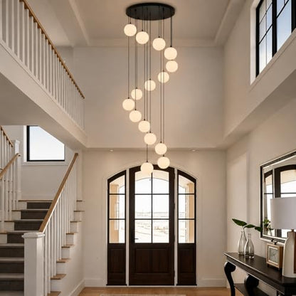 Black Globe High Ceiling Chandelier (Black / 15-Light)