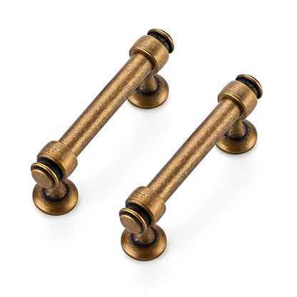 6 Pack Antique Brass Cabinet Handles (Antique Brass / 3 Inch Hole Centers)