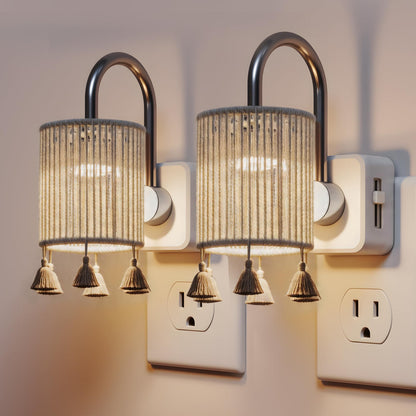 Night Lights Plug into Wall (Silver pole -3000k / 2 Pack)
