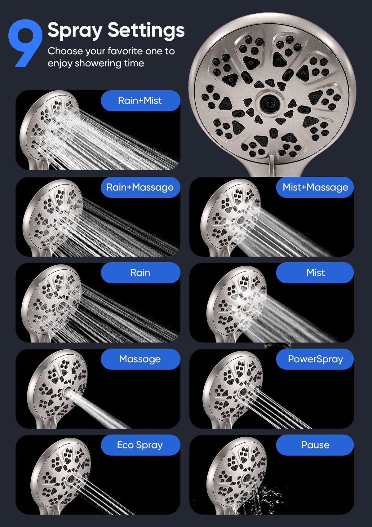 Shower Head with Handheld High Pressure (Brushed Nickel)
