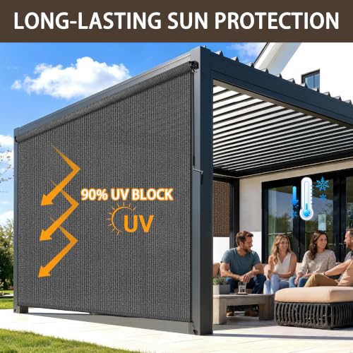 Outdoor Roller Shades for Patio (Grey / 96"W x 96"H)