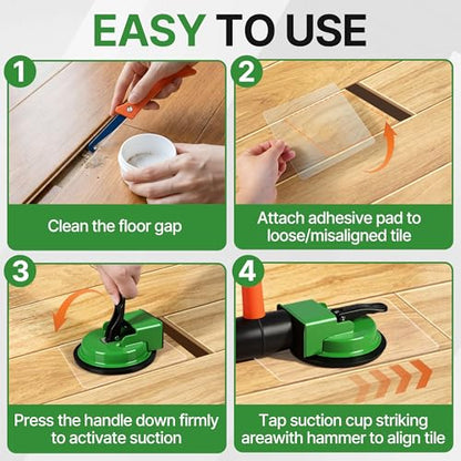 Floor Gap Fixer Tool with 4.7" Silicone Suction Cup Complete Floor Gap Repair Kit with 8 Sticky Pads & Grout Removal Tool