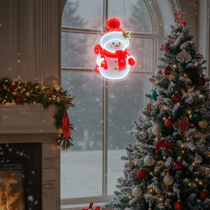 Christmas Snowman Neon Sign Dimmable Christmas Led Neon Sign for Wall Decor (Multicolor-Snowman)