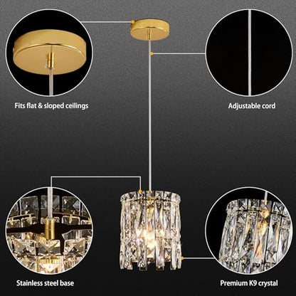 Modern Gold Crystal Chandelier Dimmable