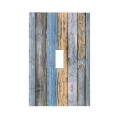 Rustic Grey Teal Wood Light Switch Cover Decorative Gray Blue Wooden Duplex Outlet Covers Wall Plate Switch Plate Covers Electrical Outlets Faceplate for Kitchen Bathroom Bedroom 5" x 3"