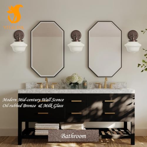 Milk Glass Wall Sconces Hardwired Wall Lamp Bathroom Vanity Light Bedroom Wall Sconces