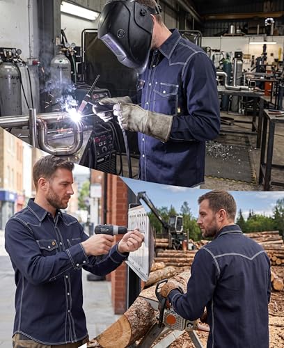 FR Welding Shirts Triple Stitched Pearl Snap Down 6.5oz Soft Canvas