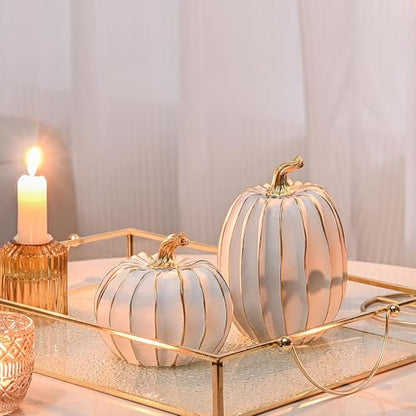 White and Gold Decorative Pumpkins