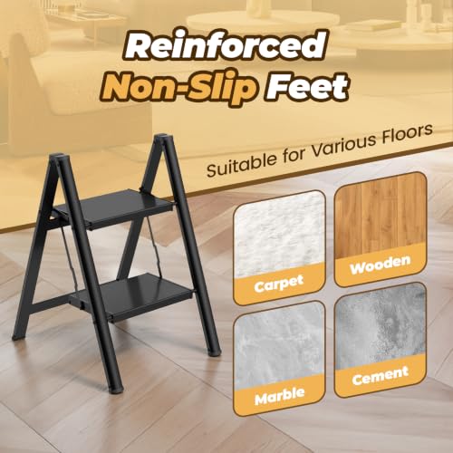 Step Ladder Lightweight Aluminum Folding Step Stool with Anti