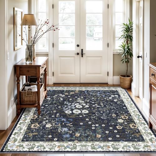 6x6 Washable Area Rug Living Room (Blue / 6x6)