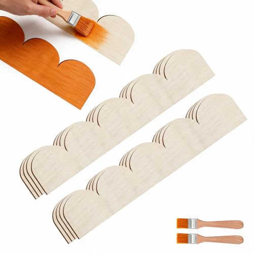 Unfinished Scalloped Decorative Wood Trim Scalloped Edge Decorative Wood Molding Cute DIY Moulding Trim for Home Wall Window Cabinet Shelf Door Frames Decoration