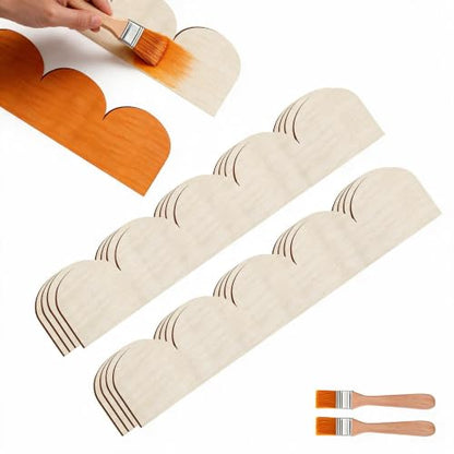 Unfinished Scalloped Decorative Wood Trim Scalloped Edge Decorative Wood Molding Cute DIY Moulding Trim for Home Wall Window Cabinet Shelf Door Frames Decoration