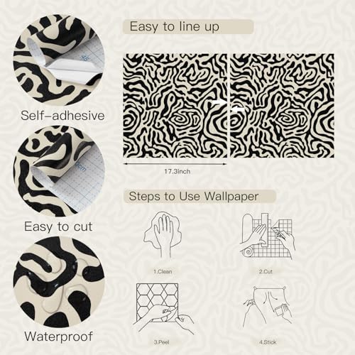 Abstract Geometric Stripes Peel and Stick Wallpaper