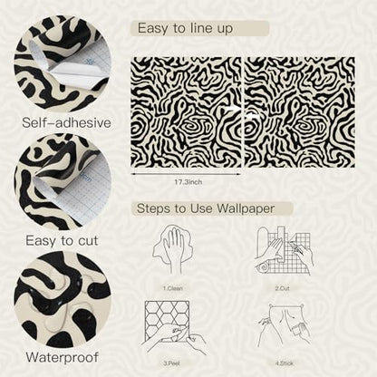 Abstract Geometric Stripes Peel and Stick Wallpaper