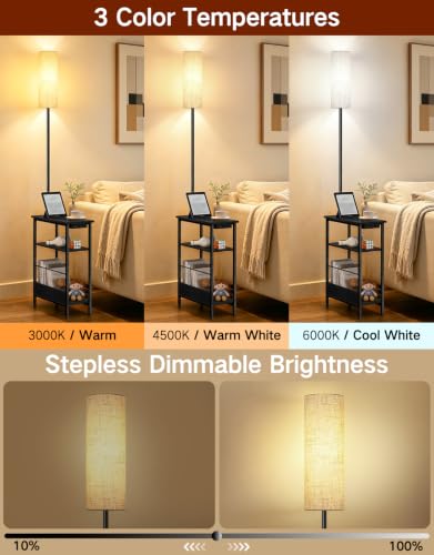 Floor Lamp with Table & Remote