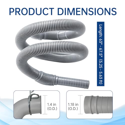 AEM73732901 Washer Drain Hose Washing Machine Drain Hose Replacement for LG & Kenmore Elite Front Load Washers Fit for AEM74053001 MEGJ62685201 2702257 PS8749199 PS8749199 WT7500CW WT1201CW WT1201CV