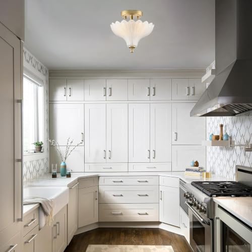 Glass Ceiling Light Semi Flush Mount Textured Glass Shade