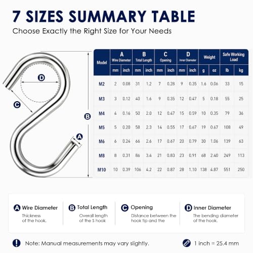 Stainless Steel S Hooks for Hanging