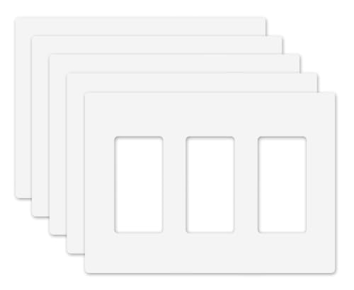 3 Gang Midsize Screwless Switch Plate (3 Gang - 5 Pack)