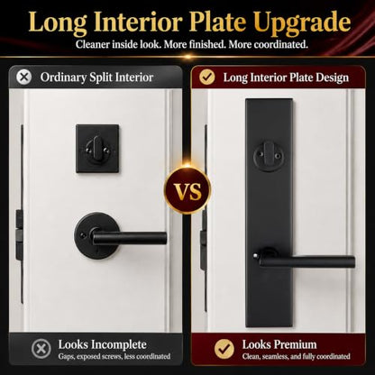 Matte Black Front Door Handle Set with Deadbolt